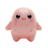 uma fofa Rosa blob personagem com grande olhos e uma sorrir em pé isolado em uma simples fundo transparente fundo png