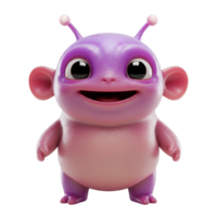 A charming cartoon creature with large eyes and antennae stands cheerfully on a plain setting alone now transparent background png