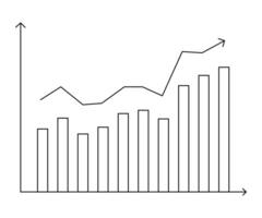 One line drawing of increasing profit business graph data. Business financial market growth minimal concept. vector