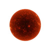 A fiery orange sphere with textured surface against a plain surrounding space environment view image transparent background png