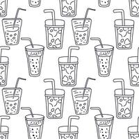 Lemonade glasses with straws. Seamless pattern, cafe design. vector