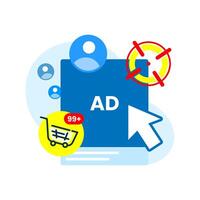 Digital advertising accuracy concept illustration. Pay Per Click. Precise ad targeting to maximize sales and enhance marketing performance. Ideal for business and marketing strategy vector
