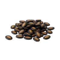 A pile of watermelon seeds clustered together on a plain surface in a studio setting, isolated view transparent background png