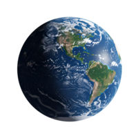 A rendered image of planet earth showcasing continents and oceans against a plain surrounding space transparent background png