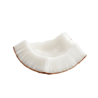 Isolated image showing a single wedge of fresh coconut meat against a plain solid color backdrop transparent background png
