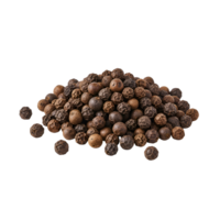 A close up view of a pile of pepper corns against a plain isolated solid color studio shot backdrop transparent background png