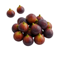 A scattered pile of fresh figs with a few separated on a plain studio style surface view from above transparent background png