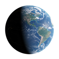 View of earth from space showing continents oceans and the transition to night on one side transparent background png