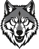 A wolf head with a black and white design vector