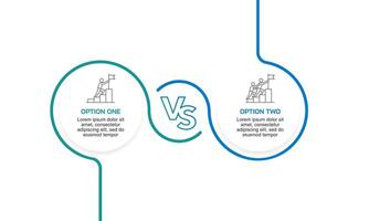 Infographic of a circle curve comparing 2 options for making your business successful. Presentation, Plan, Teamwork and Strategy. vector