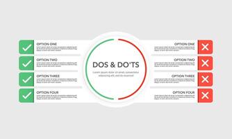 Infographic design template compare 4 options do or don't for business. Business presentation, Strategy and Planning. vector
