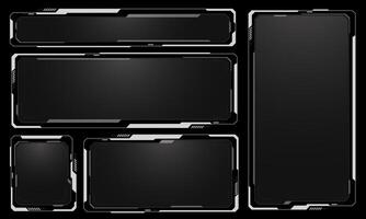 HUD frames white grey user interface elements design modern technology futuristic control panel screen digital hologram window menu touching cyber monitor set on black background vector