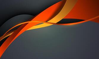 Abstract red yellow ribbon curve overlap on grey luxury background vector