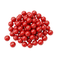 A vibrant pile of numerous round red peppercorns against a plain isolated surrounding space view transparent background png