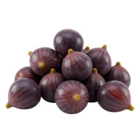 A pile of fresh figs stacked together with a plain surrounding area and clean presentation style transparent background png