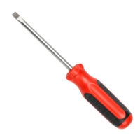 Isolated screwdriver with a red and handle on a plain surface in a studio shot tool for repair transparent background png