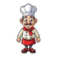 cartoon chef character with red tie and mustache vector