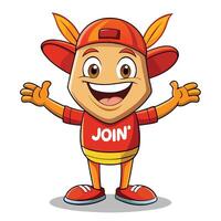 Cartoon character inviting to join vector