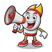 Cartoon character with megaphone, happy expression vector
