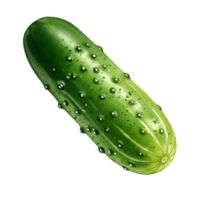 A single green cucumber with bumps and ridges isolated on a plain solid color surface view from above transparent background png