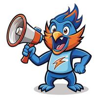 Chirping Mascot with Megaphone vector
