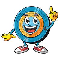 Cheerful target mascot with expressive face and pointing hand vector