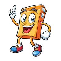 Cheerful box character pointing upwards vector