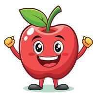 apple character with arms up and smiling vector