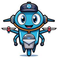 Cute delivery drone with a mail carrier cap vector