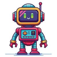 Cute robot with colorful design and game controller vector