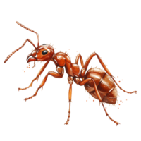 Illustration of a reddish ant with segmented body and antennae on a plain backdrop image transparent background png