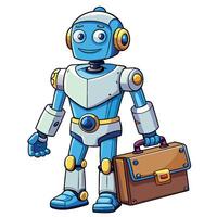 Smiling robot carrying briefcase vector