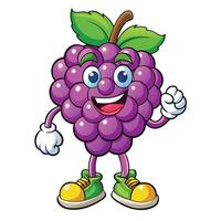 Happy grape cartoon character vector