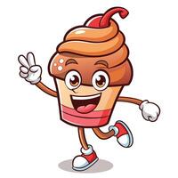Happy cupcake running with a cherry on top vector