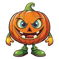 Spooky pumpkin character with a mischievous grin vector
