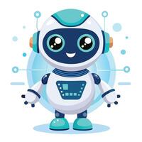 Cute robot with friendly expression vector