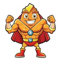 Superhero food character with cape and powerful muscles vector