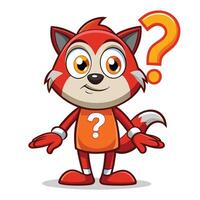 Curious cartoon fox character with a question mark vector