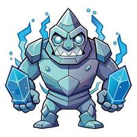 Ice monster with glowing eyes and crystal powers vector