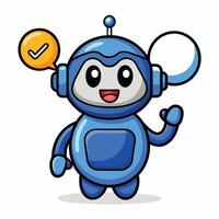 Cute robot character with a check mark vector