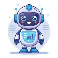 Cute robot with data display vector