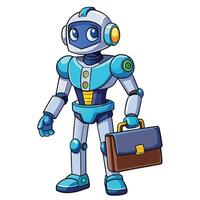 Cute robot with briefcase vector