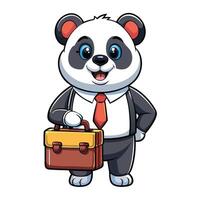 Cute panda in business suit with briefcase vector