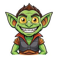 Green mischievous creature with large ears vector