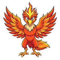 Fiery mythical bird with outstretched wings vector