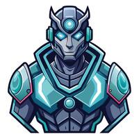 Futuristic robot character portrait vector