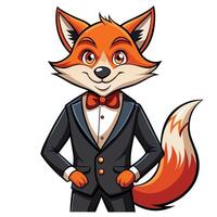 fox in a tuxedo white background vector