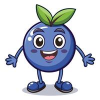 Cartoon blueberry with happy expression white background vector
