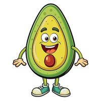 Cartoon Avocado with a Happy Expression vector