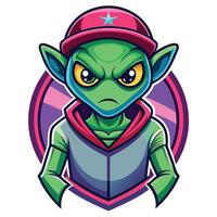 Angry alien in a cap vector